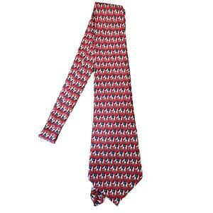 Rene Chagal Handmade Silk Tie Elephant Print Red